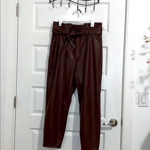 A&F High rise faux leather paper bag pants